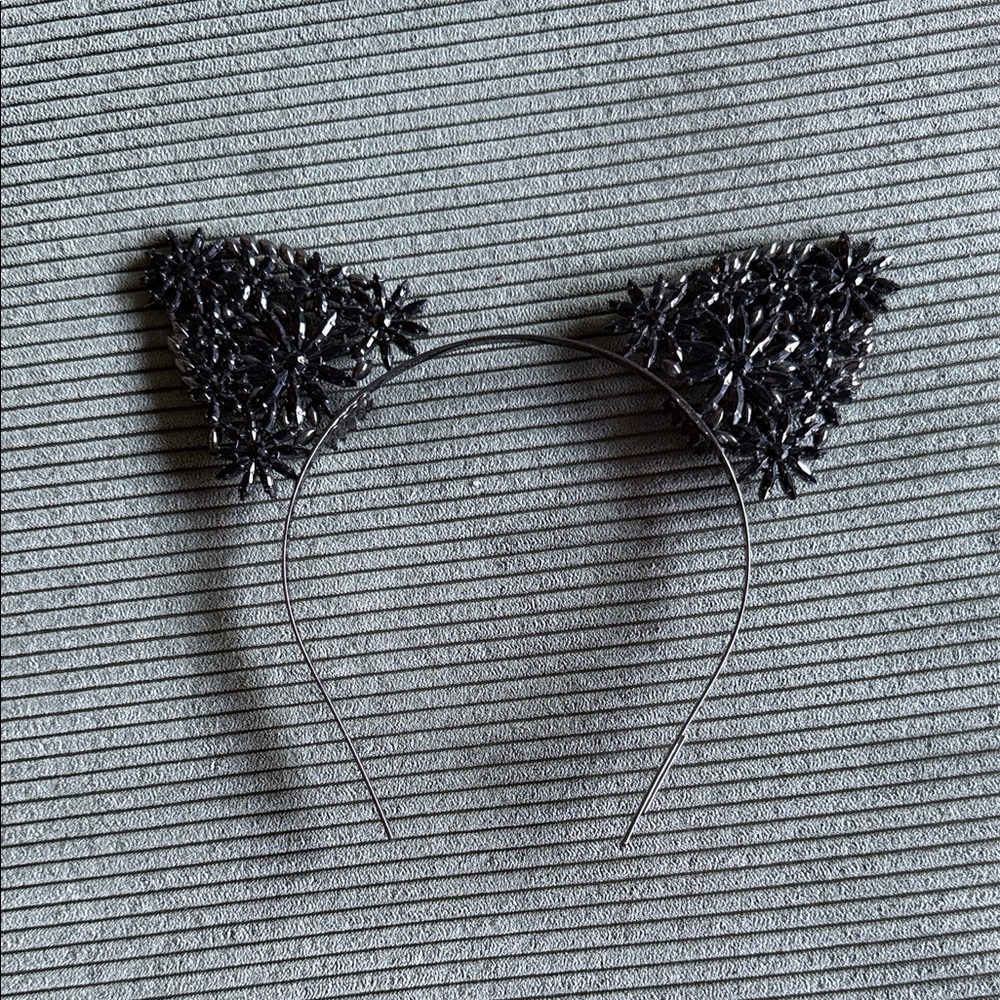 BCBGMaxAzria Black Sparkle Cat Ear Headband